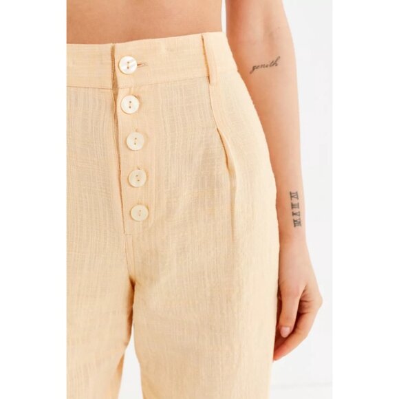 Urban Outfitters Maria Button-Fly Tapered Trouser, Peach-Orange, Size 0 - Picture 3 of 4
